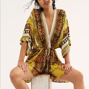 Free People Mixed Emotions Romper Sunbeam Color Combo Size Small